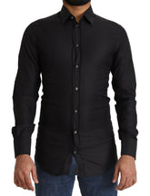 Dolce & Gabbana Black GOLD Cotton Slim Dress Formal Shirt -   -  Dolce & Gabbana.
